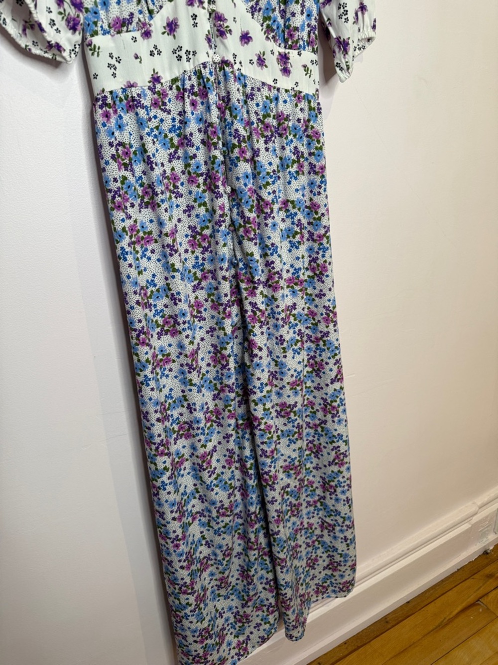 Asos Violet Romance Floral Midi Maternity dress White  Purple & Blue Print size - Picture 5 of 11